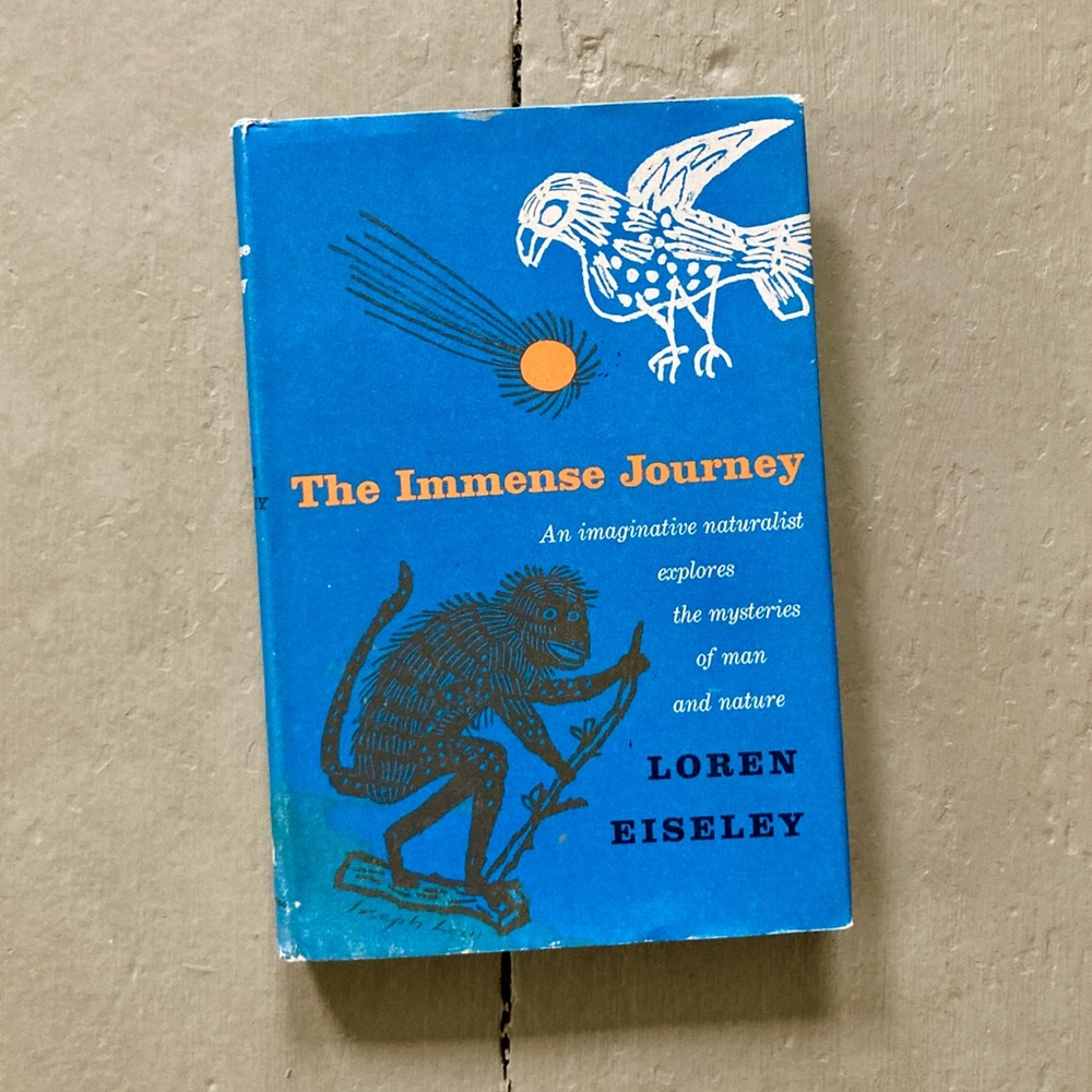 1957 The Immense Journey Nature Cover Art Natural Sciences Darwin Monkey Man